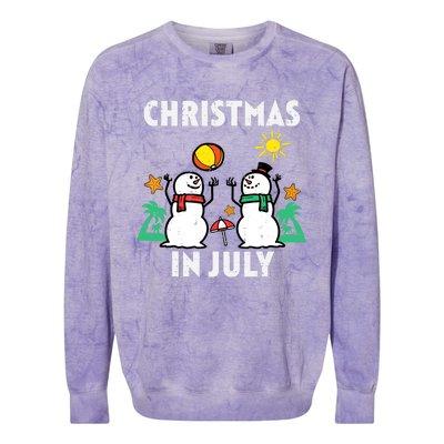 Snowman Beach Christmas In July Xmas Summer Colorblast Crewneck Sweatshirt