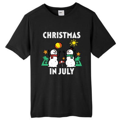 Snowman Beach Christmas In July Xmas Summer Tall Fusion ChromaSoft Performance T-Shirt