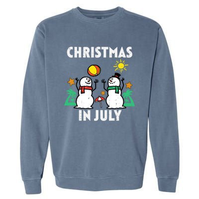 Snowman Beach Christmas In July Xmas Summer Garment-Dyed Sweatshirt