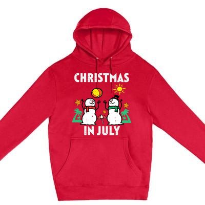 Snowman Beach Christmas In July Xmas Summer Premium Pullover Hoodie