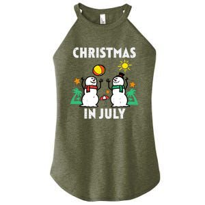 Snowman Beach Christmas In July Xmas Summer Women's Perfect Tri Rocker Tank