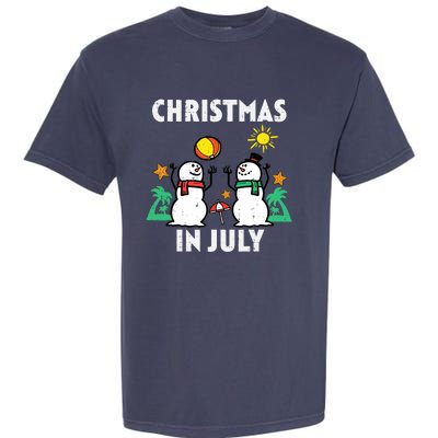 Snowman Beach Christmas In July Xmas Summer Garment-Dyed Heavyweight T-Shirt