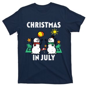 Snowman Beach Christmas In July Xmas Summer T-Shirt