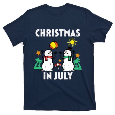 Snowman Beach Christmas In July Xmas Summer T-Shirt