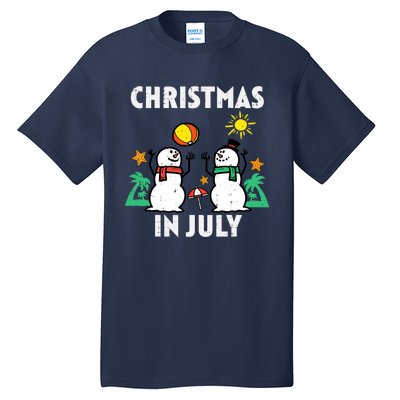 Snowman Beach Christmas In July Xmas Summer Tall T-Shirt