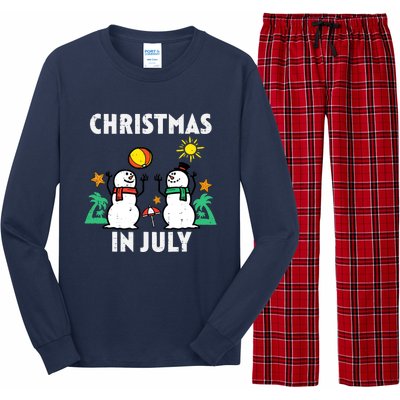 Snowman Beach Christmas In July Xmas Summer Long Sleeve Pajama Set