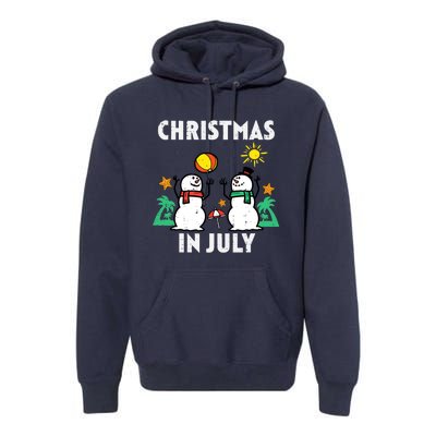 Snowman Beach Christmas In July Xmas Summer Premium Hoodie