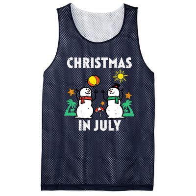 Snowman Beach Christmas In July Xmas Summer Mesh Reversible Basketball Jersey Tank