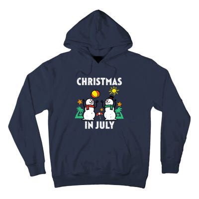 Snowman Beach Christmas In July Xmas Summer Tall Hoodie