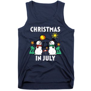 Snowman Beach Christmas In July Xmas Summer Tank Top