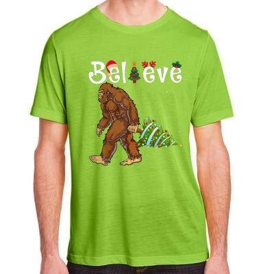 Santa Bigfoot Christmas Lights Rock Funny Sasquatch Believe Adult ChromaSoft Performance T-Shirt