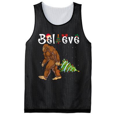 Santa Bigfoot Christmas Lights Rock Funny Sasquatch Believe Mesh Reversible Basketball Jersey Tank