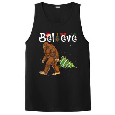 Santa Bigfoot Christmas Lights Rock Funny Sasquatch Believe PosiCharge Competitor Tank