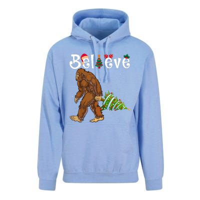 Santa Bigfoot Christmas Lights Rock Funny Sasquatch Believe Unisex Surf Hoodie