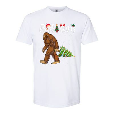 Santa Bigfoot Christmas Lights Rock Funny Sasquatch Believe Softstyle CVC T-Shirt