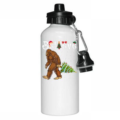 Santa Bigfoot Christmas Lights Rock Funny Sasquatch Believe Aluminum Water Bottle