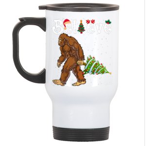 Santa Bigfoot Christmas Lights Rock Funny Sasquatch Believe Stainless Steel Travel Mug