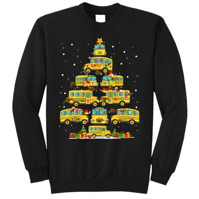 School Bus Christmas Tree Lights Funny Bus Driver Xmas Pjs Sweatshirt