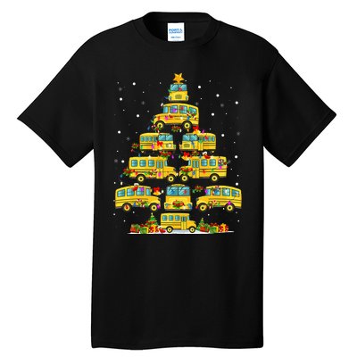 School Bus Christmas Tree Lights Funny Bus Driver Xmas Pjs Tall T-Shirt