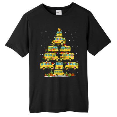 School Bus Christmas Tree Lights Funny Bus Driver Xmas Pjs Tall Fusion ChromaSoft Performance T-Shirt