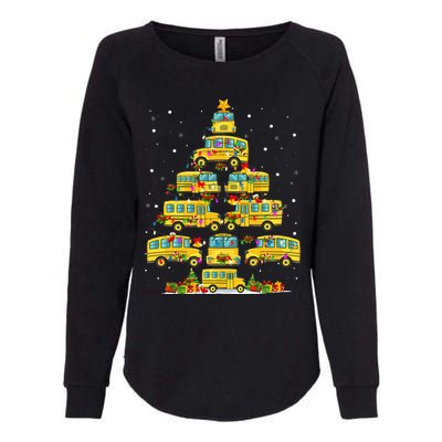 School Bus Christmas Tree Lights Funny Bus Driver Xmas Pjs Womens California Wash Sweatshirt