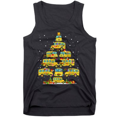 School Bus Christmas Tree Lights Funny Bus Driver Xmas Pjs Tank Top