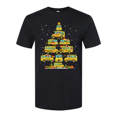 School Bus Christmas Tree Lights Funny Bus Driver Xmas Pjs Softstyle CVC T-Shirt