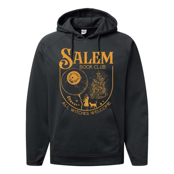 Salem Book Club Bookish library for book nerds bookworms Performance Fleece Hoodie