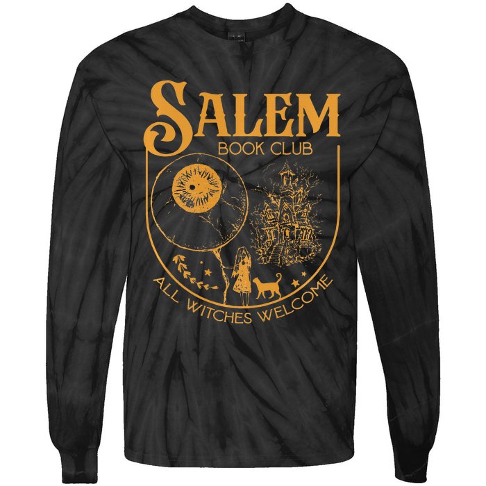 Salem Book Club Bookish library for book nerds bookworms Tie-Dye Long Sleeve Shirt