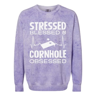 Stressed Blessed & Cornhole Obsessed Colorblast Crewneck Sweatshirt