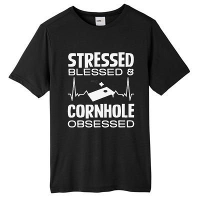 Stressed Blessed & Cornhole Obsessed Tall Fusion ChromaSoft Performance T-Shirt