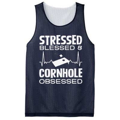 Stressed Blessed & Cornhole Obsessed Mesh Reversible Basketball Jersey Tank