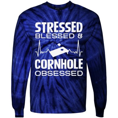 Stressed Blessed & Cornhole Obsessed Tie-Dye Long Sleeve Shirt