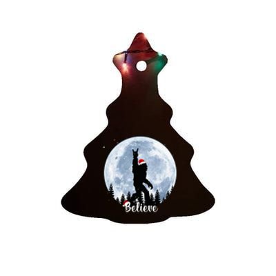 Santa Bigfoot Christmas Rock Roll Sasquatch Believe Xmas Ceramic Tree Ornament