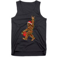 Santa Bigfoot Christmas Lights Rock Funny Sasquatch Believe Tank Top