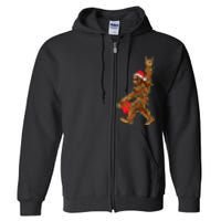 Santa Bigfoot Christmas Lights Rock Funny Sasquatch Believe Full Zip Hoodie