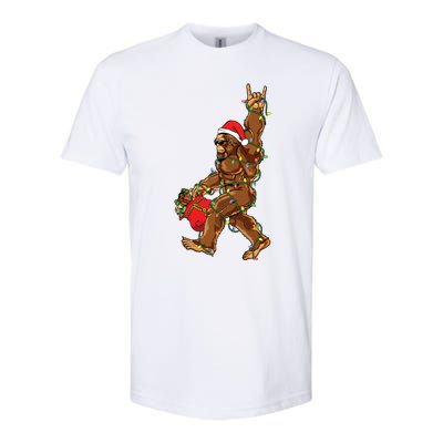 Santa Bigfoot Christmas Lights Rock Funny Sasquatch Believe Softstyle CVC T-Shirt