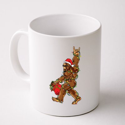 Santa Bigfoot Christmas Lights Rock Funny Sasquatch Believe Coffee Mug