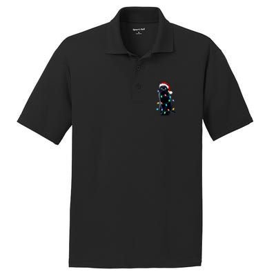 Santa Black Cat Tangled Up In Christmas Tree Lights Holiday Gift PosiCharge RacerMesh Polo