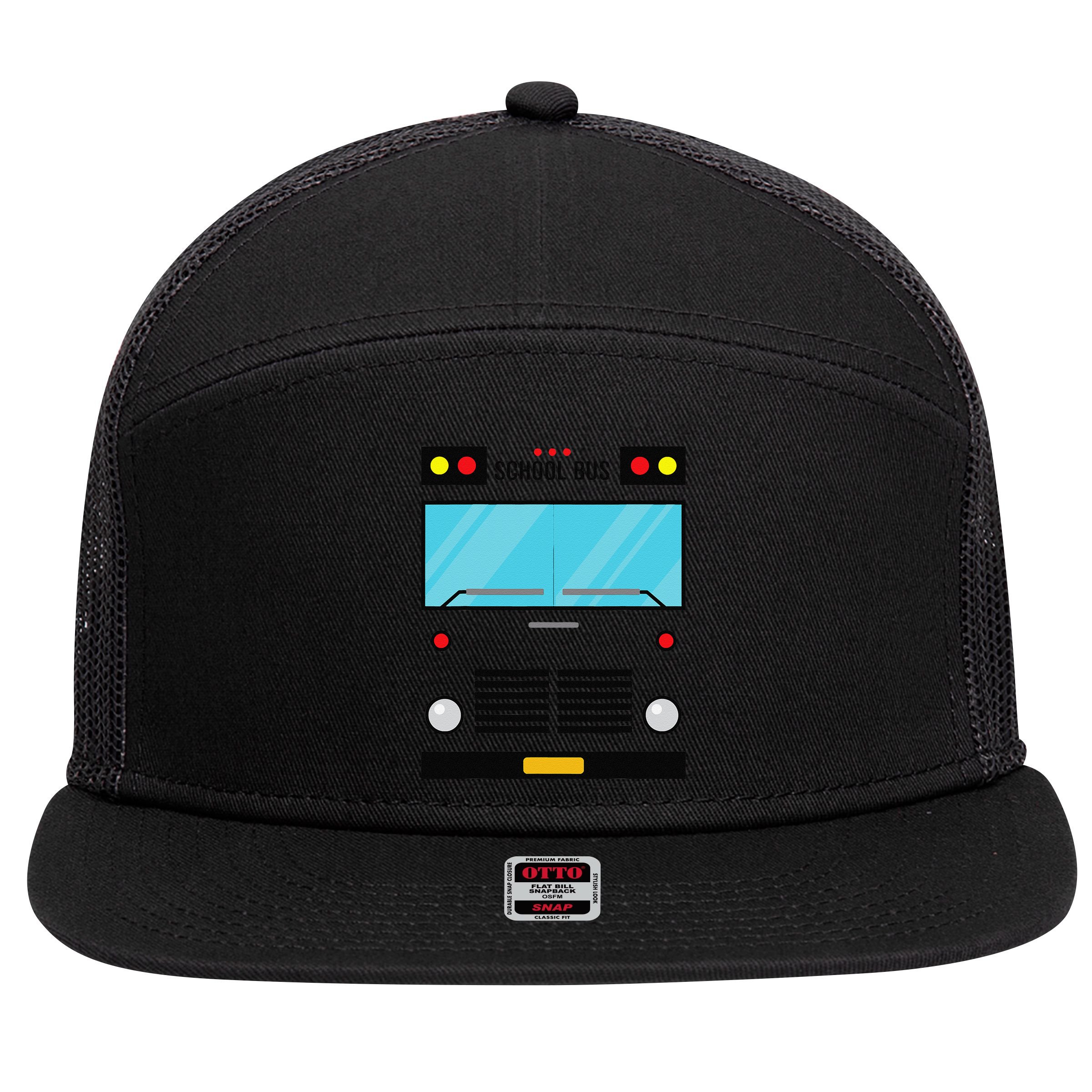 School Bus Costume Simple Halloween Costume Easy Oufit 7 Panel Mesh Trucker Snapback Hat