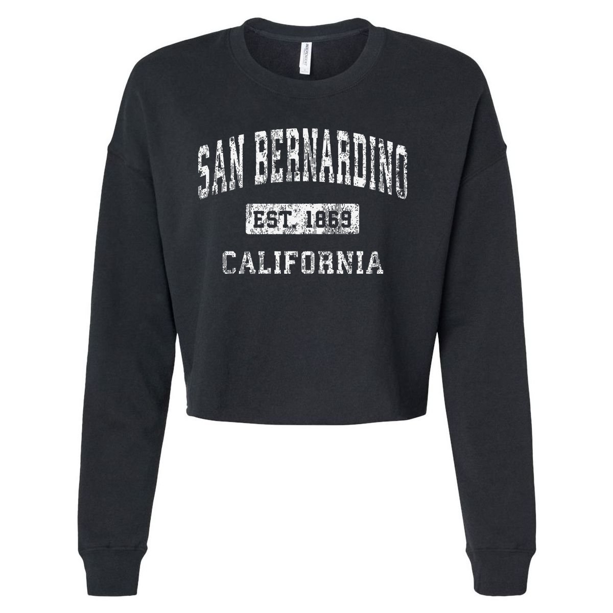 San Bernardino California Ca Vintage Established Cropped Pullover Crew
