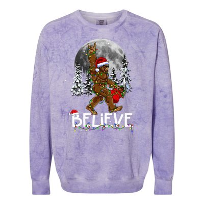 Santa Bigfoot Christmas Sasquatch Believe Colorblast Crewneck Sweatshirt