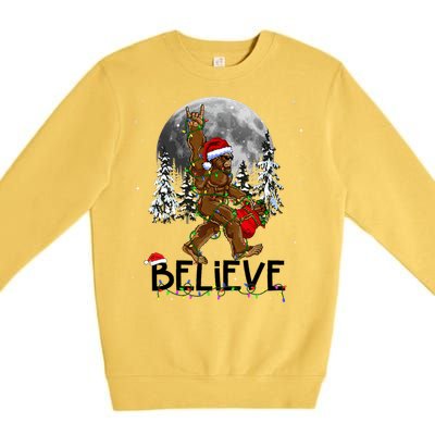 Santa Bigfoot Christmas Sasquatch Believe Premium Crewneck Sweatshirt