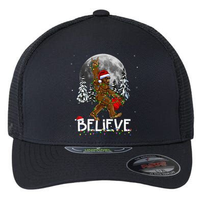 Santa Bigfoot Christmas Sasquatch Believe Flexfit Unipanel Trucker Cap