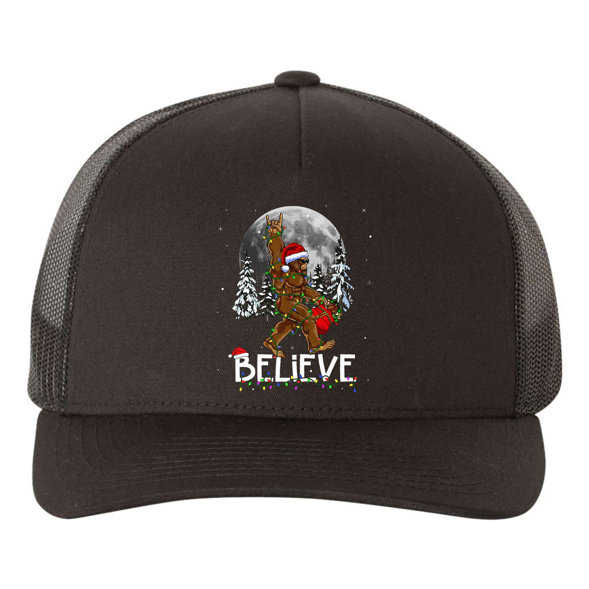 Santa Bigfoot Christmas Sasquatch Believe Yupoong Adult 5-Panel Trucker Hat