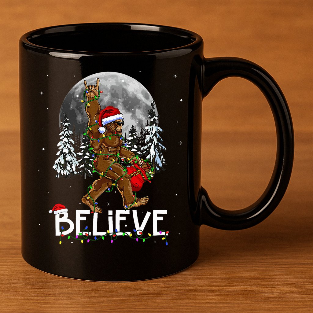 Santa Bigfoot Christmas Sasquatch Believe 11oz C Handle Ceramic Mug