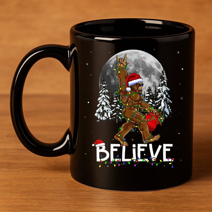 Santa Bigfoot Christmas Sasquatch Believe 11oz C Handle Ceramic Mug