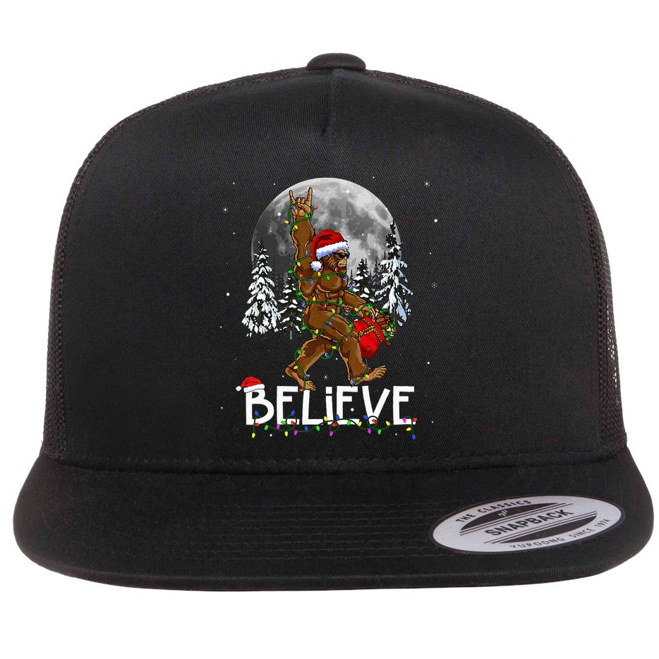 Santa Bigfoot Christmas Sasquatch Believe Flat Bill Trucker Hat