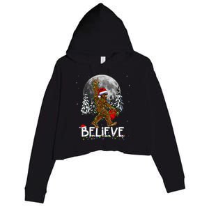 Santa Bigfoot Christmas Sasquatch Believe Crop Fleece Hoodie