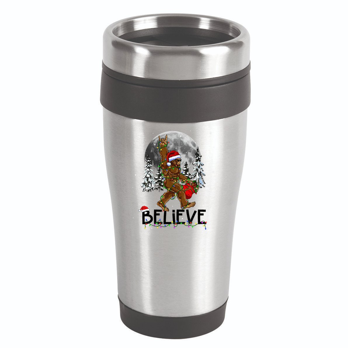 Santa Bigfoot Christmas Sasquatch Believe 16oz Travel Tumbler